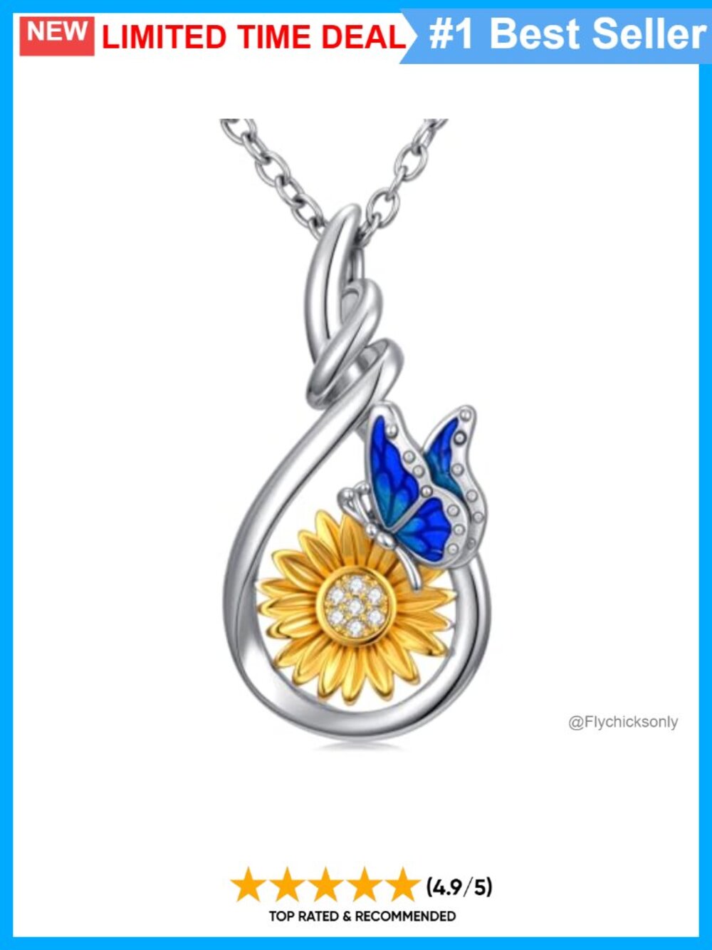 Lab Grown Diamond Sunflower Pendant Necklace 925 Sterling Silver 18+2in